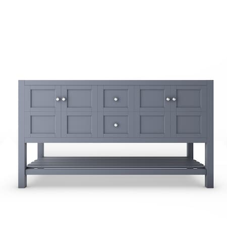 Castello Usa Alicia 60" Gray Vanity Base with Chrome Handles CB-VEN-60G-CHR-VBO